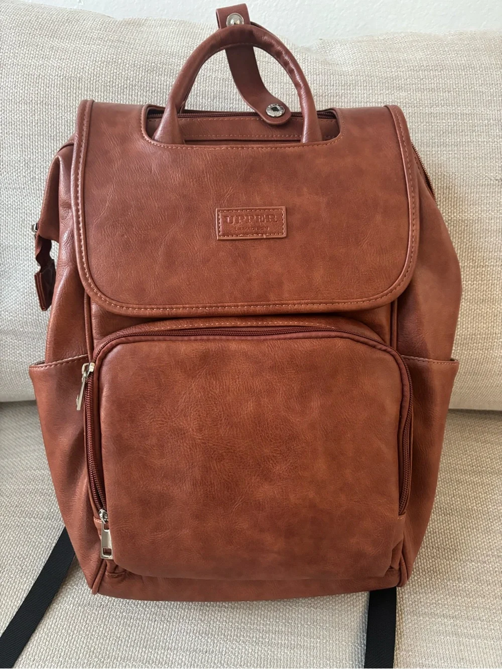 UPPER La Madison - The Commuter Diaper Bag Backpack - Brown (Camel) - Size: 23L